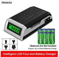 Chargeur Universel de Piles à 4 emplacements avec Ecrans LCD - Livraison Offerte