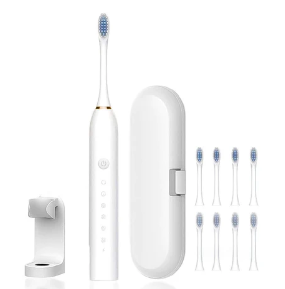 Brosse à dent électrique avec 8 têtes interchangeables + socle de maintien - Livraison offerte